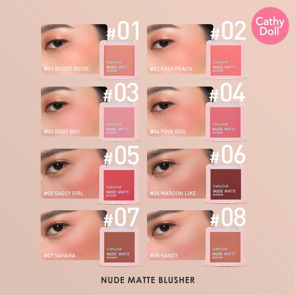1 ชิ้น บลัชออน เคที่ดอลล์ นู้ด แมทท์ บลัชเชอร์ Cathy Doll Nude Matte Blusher 6 g.x 1 - รูปที่ 5