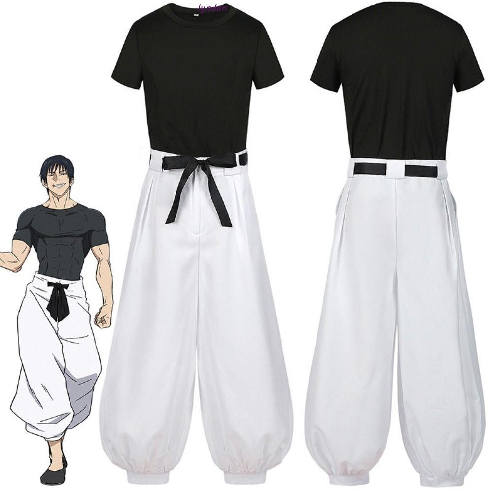 Lyndon Toji Fushiguro คอสเพลย์เครื่องแต่งกาย,สีดําเย็น Jujutsu Kaisen คอสเพลย์เครื่องแต่งกาย,ชุดวิกผมสั้นอะนิเมะ Jujutsu Kaisen แฟชั่น Kaisen คอสเพลย์เครื่องแต่งกาย Party
