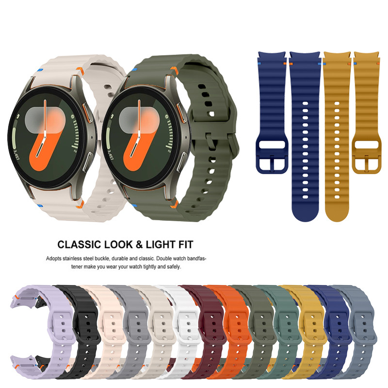 Original ซิลิโคนกีฬาสําหรับ Samsung Galaxy Watch 7 FE 6 4 Classic 5 pro 44 มม.40 มม.43 มม.47 มม.45 มม.สร้อยข้อมือ