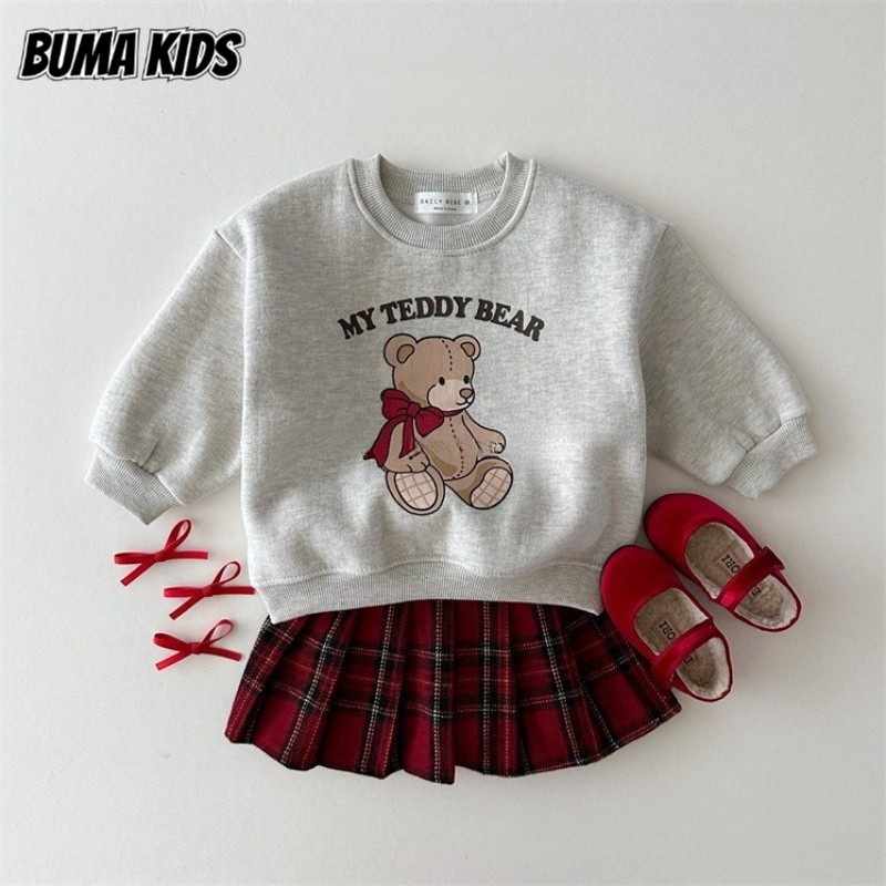 Buma KIDS เสื้อการ์ตูนหมีกระต่ายสําหรับเด็ก, เสื้อยืดคอกลมลําลองหลวม