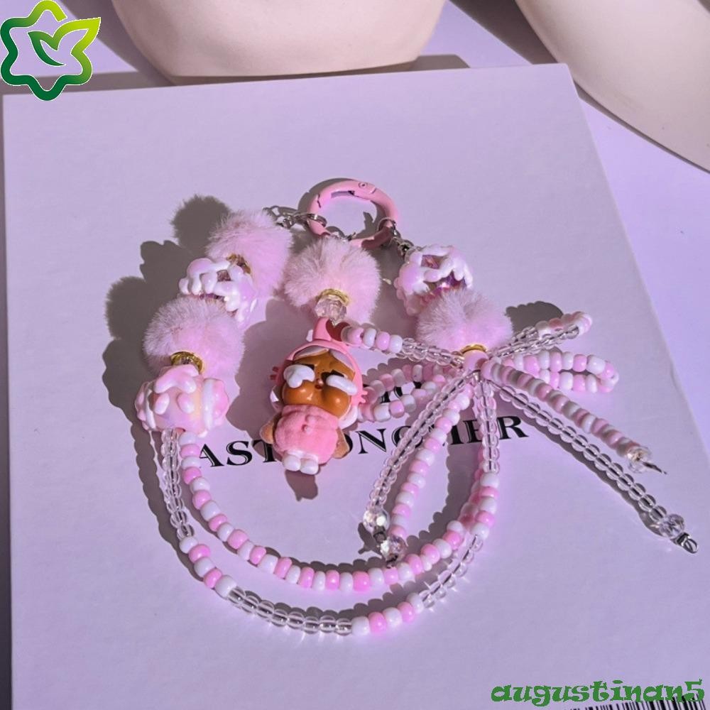 Augustinan ชุดตุ๊กตาพวงกุญแจ,ซิลิกาเจลข้าม Dressing Flocking Crybaby Key แหวน, 3D Candy สี Handmade ลูกปัดการ์ตูนโทรศัพท์เครื่องประดับ