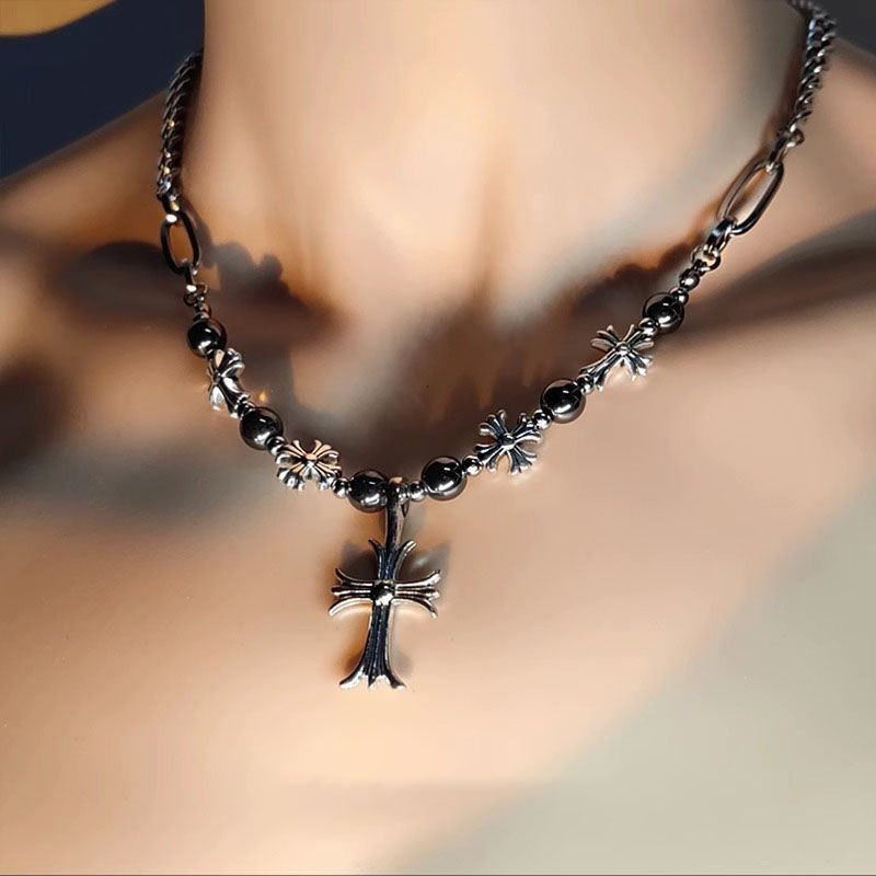 Cross Stitching ผู้ชายผู้หญิงสไตล์เดียวกันสร้อยคอสไตล์ใหม่อินเทรนด์ Hip-Hop สไตล์ Niche Design High-End Clavicle Chain