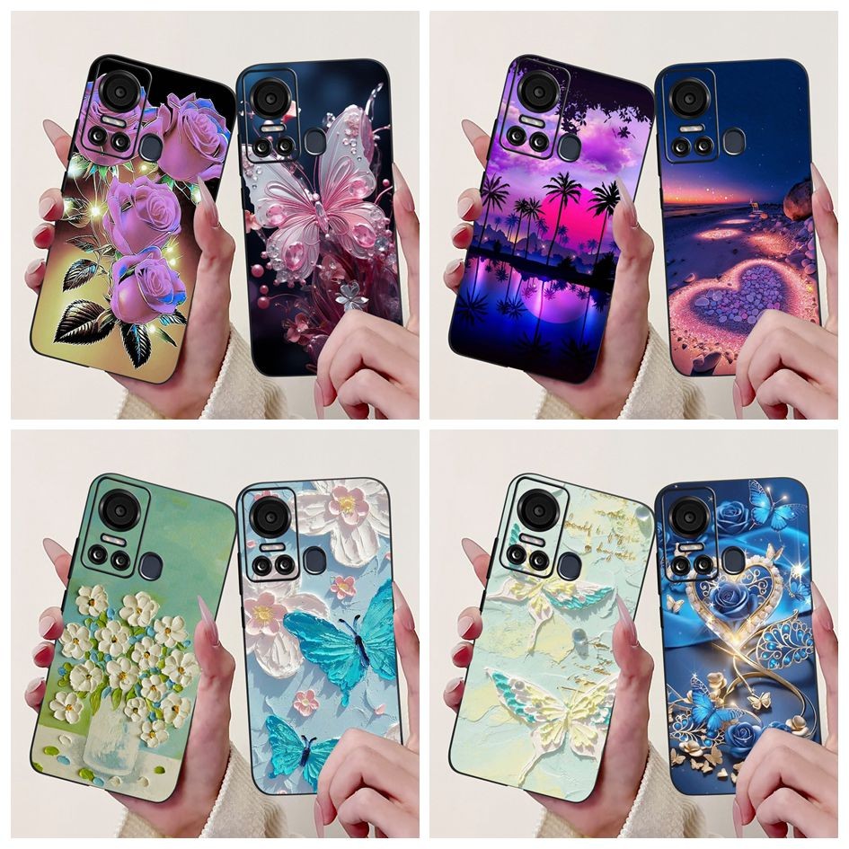 นุ่มสําหรับ Itel S18 Vision 5 ปลอก S663L S663LC กันกระแทกแฟชั่นผีเสื้อ Love Heart Matte ซิลิโคนเคสโท