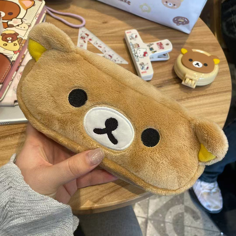 การ์ตูน Rilakkuma Plush ปากกากระเป๋าน่ารัก Easy Bear ความจุขนาดใหญ่กล่องดินสอกระเป๋าเก็บนักเรียนกล่องเครื่องเขียน