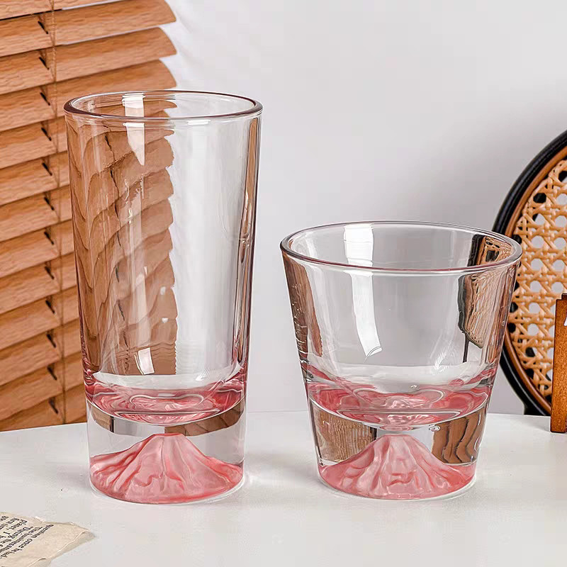 !พร้อมส่ง แก้วใสลวดลายฟูจิ ดีไซด์สวยงาม ความจุ 350 ML - รูปที่ 4