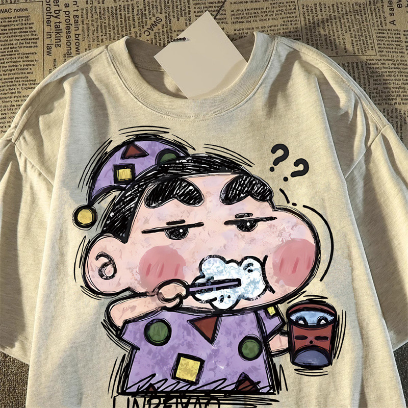 【My-T】🚀 เสื้อชินจัง พิมพ์ลาย "Xiaoxin Brushing"ผ้าฝ้ายแท้ โคตรนุ่ม เสื้อคอกลม OVERSIZE เสื้ออนิเมะ เสื้อ