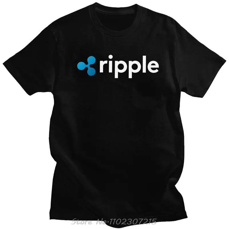 โลโก้ Ripple XRP เสื้อยืดผู้ชาย ผ้าฝ้ายนุ่ม เสื้อยืดบิทคอยน์ เสื้อยืดสัมผัสสัมผัส เสื้อยืดแขนสั้นฤดูร้อน