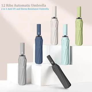 COD*เลือกได้ 5 สี Automatic ร่ม 24 Ribs UPF50+ 23นิ้ว ร่มพับลม เส้นผ่าศูนย์กลาง 105ซม กันฝน กันแดด กันยูวี แบบพกพา น้ําหนักเบา ร่ม