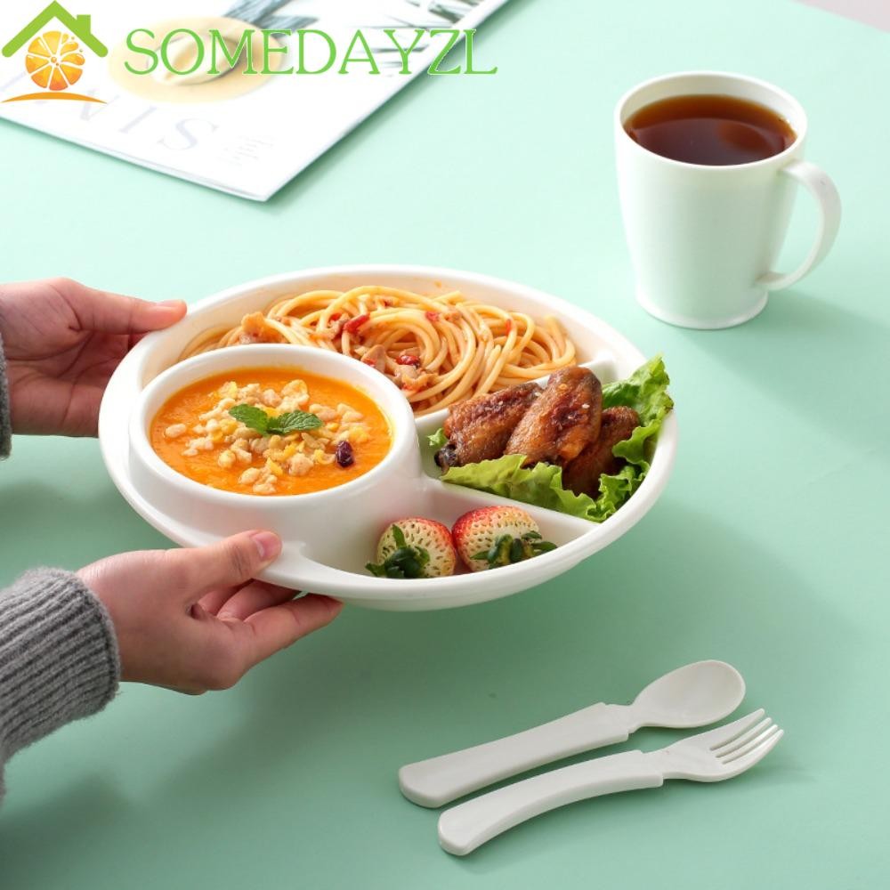 Somedayzl ถาดเสิร์ฟช่อง,รอบสไตล์ญี่ปุ่นจานอาหารค่ําแบ่ง,อาหารเย็นฤดูใบไม้ร่วง 4 กริดจานอาหารเช้าพลาสติกขนมขบเคี้ยว