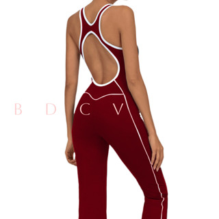 Bdcv โยคะ Jumpsuit ผู้หญิงเบาะความงามกลับสีบล็อกบอดี้สูทยืดห…