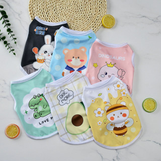 ฤดูร้อนแมวลูกสุนัขเสื้อผ้าการ์ตูนพิมพ์สัตว์เลี้ยงเสื้อกั๊กแข…