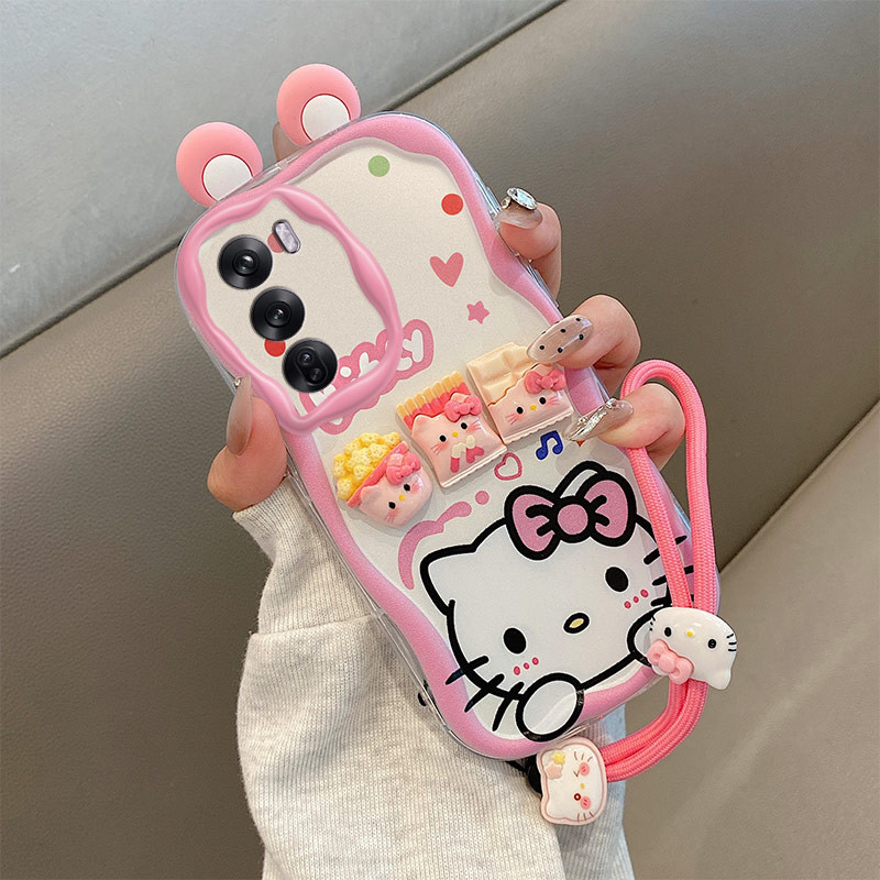เคส  OPPO Reno 12 5G เคส  Kuromi Cute 3D Ears cream edge Soft Phone เคส  TY-EDNY