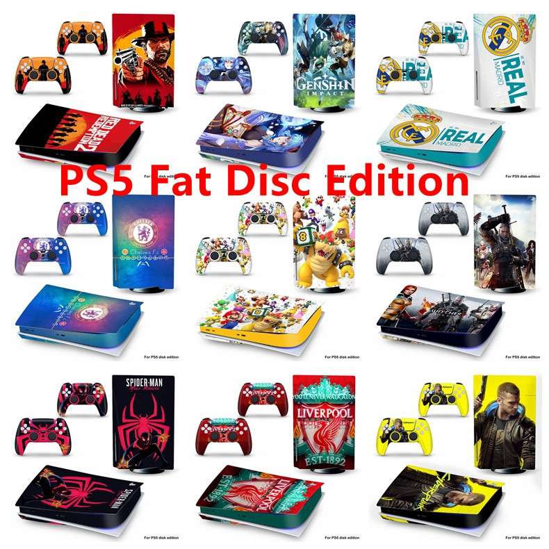 100 สีผิวชุดสติกเกอร์ใช้งานร่วมกับ Sony Playstation 5 Fat Disc Edition ไวนิล Decal Wrap ฟิล์มป้องกัน