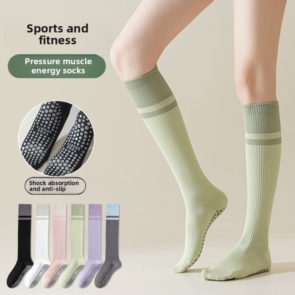 กีฬาออกกําลังกายมืออาชีพวิ่งข้ามเชือกกล้ามเนื้อการบีบอัดกลางหลอดยาวโยคะ เตาไปป์ ถุงเท้าบีบอัดน่อง