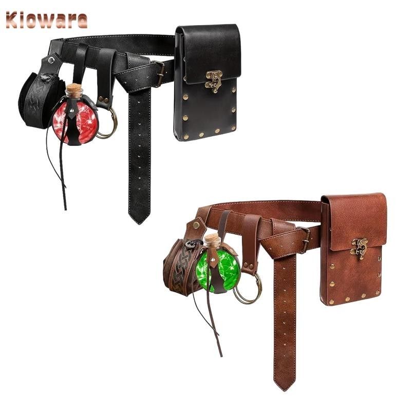 Kloware เข็มขัดกระเป๋าเอวกระเป๋ากระเป๋าเครื่องแต่งกายยุคกลางอุปกรณ์เสริมผู้ชายแบบพกพา Steampunk