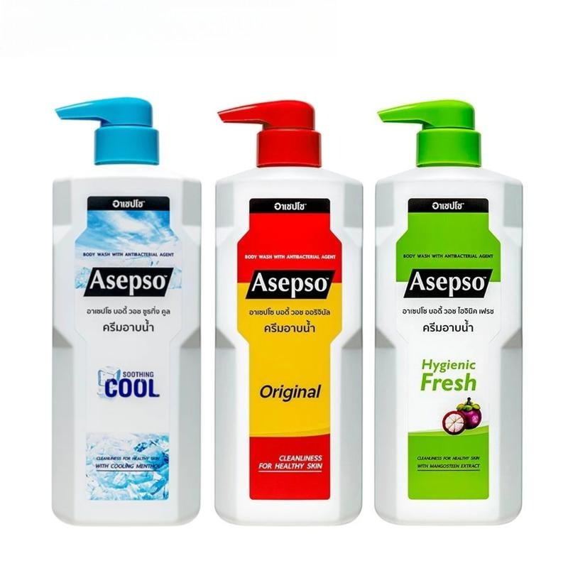 Asepso Body Wash ครีมอาบน้ำ อาเซปโซ บอดี้ วอช ดูแลผิว ลดการสะสมของแบคทีเรีย มี 3 สูตร 1 ขนาด 500ml