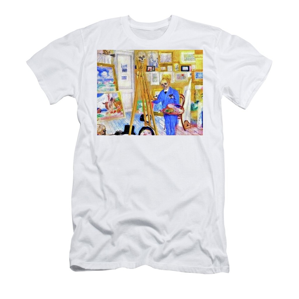 เสื้อยืด Vintage Skeleton painter in his atelier - Digital Remastered Edition T-Shirt แท้ Cotton 10
