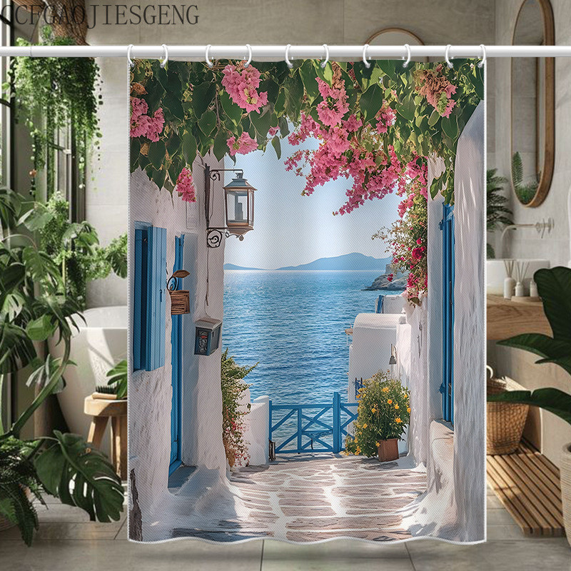 แนะนำ ผ้าม่าน ผ้าม่านกั้นห้องน้ำกันน้ำกันเชื้อราหนาสำหรับดูทิวทัศน์ทะเล ไม่ต้องเจาะ ผ้าม่านแขวนกั้นห้องน้ำ ราคาพิเศษ มีเก็บเงินปลายทาง