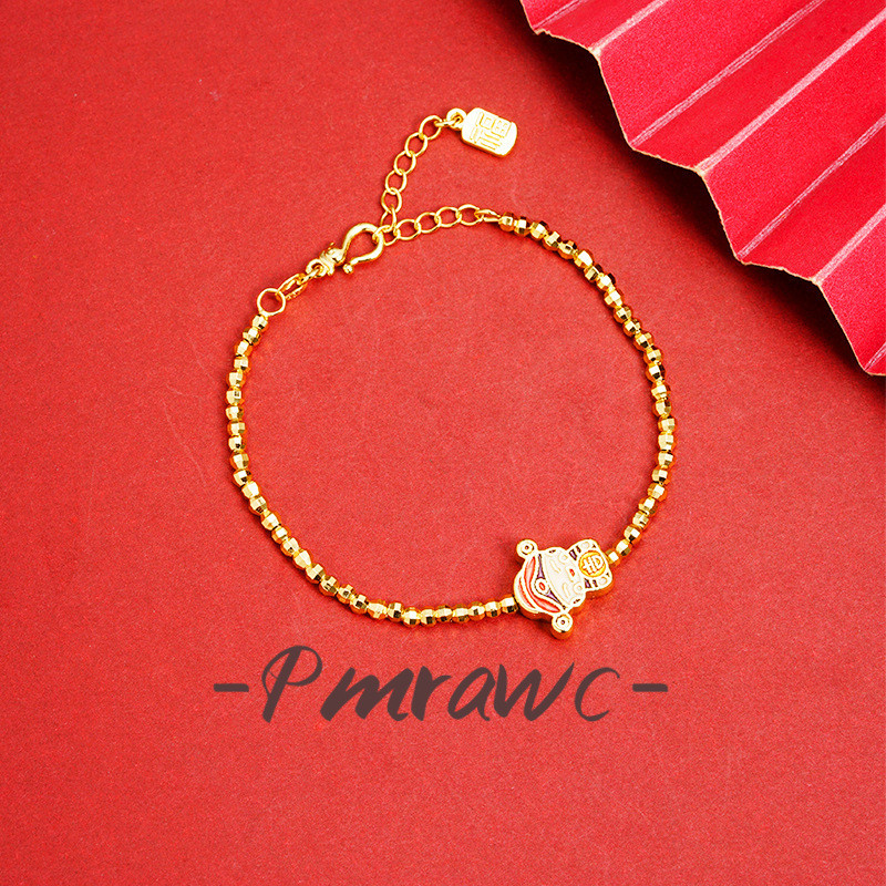 24k Luxury Simple Wealth God Beaded Gold Bracelet FS3293