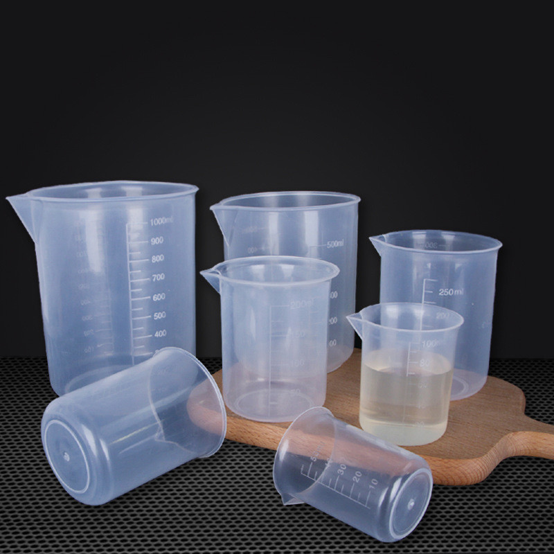 Metering ถ้วย Pour Spout Visual Scale ทดสอบภาชนะวัด 100 ml/250 ml/500 ml/1000 ml Lab Liquid ห้องครัวสําเร็จการศึกษาโปร่งใส