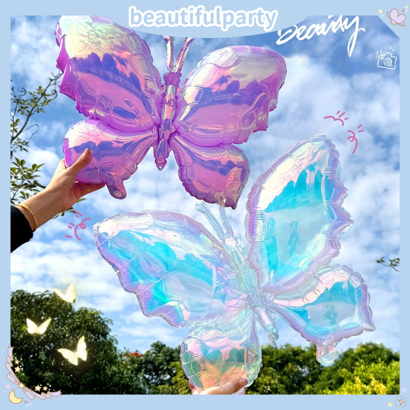 ใหม่ที่มีสีสันเลเซอร์ใสอลูมิเนียมฟิล์มบอลลูนเด็กวันเกิดการถ่ายภาพกลางแจ้งพรรคฉากพื้นหลังผนังจัด