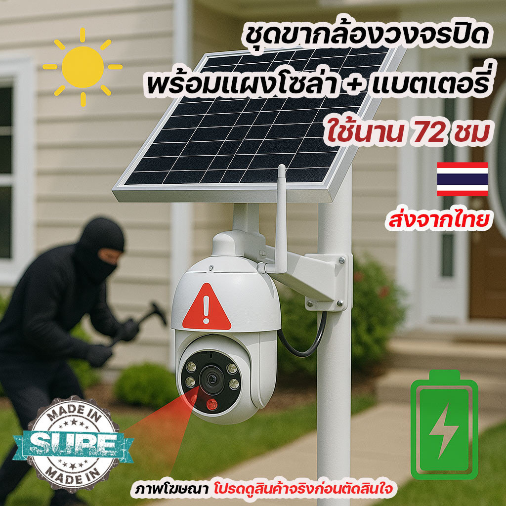 แผงโซล่าเซลล์ 45W พร้อมแบตเตอรี่ ใช้กับกล้องวงจรปิด เราเตอร์ กลางแจ้ง ใช้ได้ 3 วัน ไม่มีไฟก็ติดตั้งไ