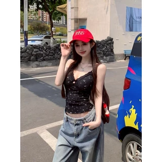 Elves พร้อม💟 เสื้อสายเดี่ยว สีพาสเทล ลายดอกไม้ มีฟองน้ำ ผ้าใส่สบาย "FY6963"