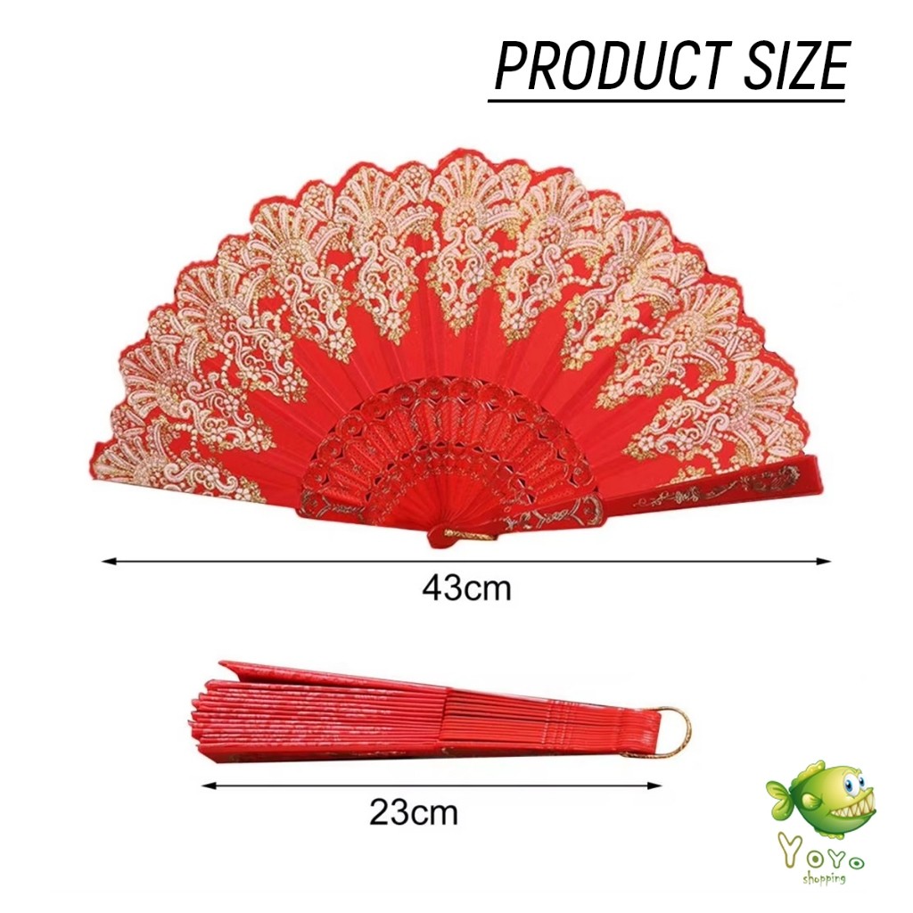 YOYO พัดลมคลาสสิก พัดจีนพัดสไตล์วินเทจ สง่างามและคลาสสิก พัดลม พัดพับ 1ชิ้น  Folding fan - รูปที่ 6