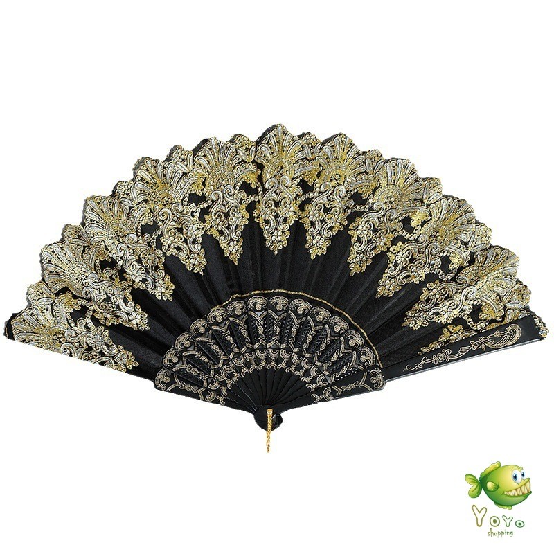 YOYO พัดลมคลาสสิก พัดจีนพัดสไตล์วินเทจ สง่างามและคลาสสิก พัดลม พัดพับ 1ชิ้น  Folding fan - รูปที่ 7