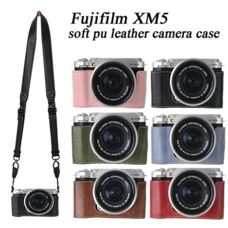 Fuji XM-5 กล้องหนังครึ่งสําหรับ Fujifilm X-M5 หนังป้องกันกล้อง PU ฐานกระเป๋าสําหรับ Fuji XM5
