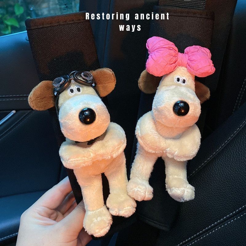 หัวสุนัขน่ารักรถที่นั่งเข็มขัดไหล่ปก ผู้มีอิทธิพล เทพธิดาสไตล์รถตกแต่งภายในรถที่นั่งเข็มขัดปกหญิง