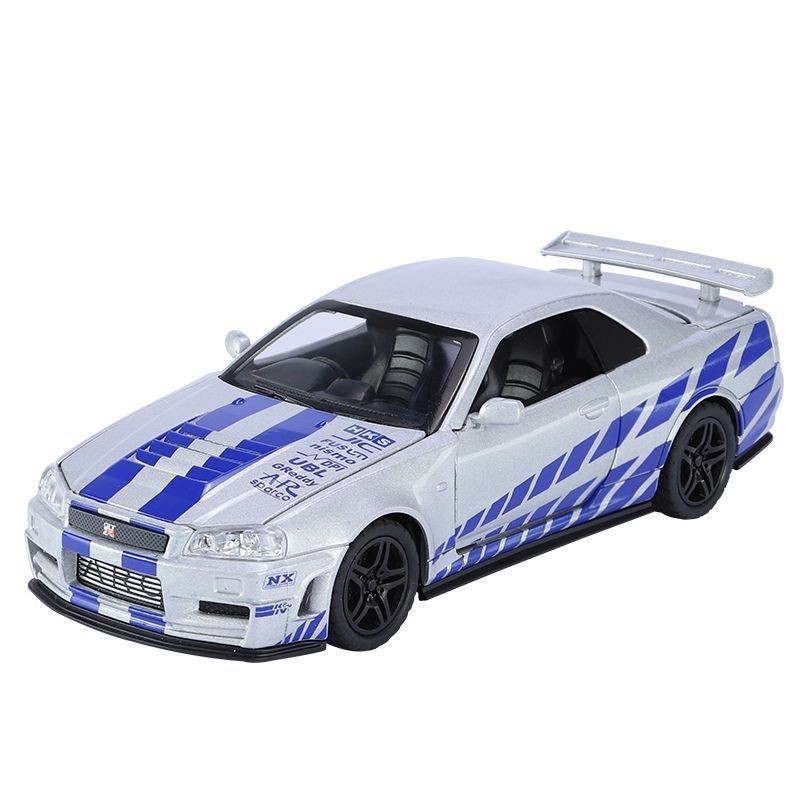 โมเดลรถสปอร์ต WL8S 1/32 Nissan GTR Skyline R34 สำหรับเด็ก จำลองโลหะผสม มีเสียงและแสง รถดึงกลับของเล่นตกแต่ง ราคา ถูกที่สุด ดีลบีเคเค แกลเลอรีภาพที่ 5
