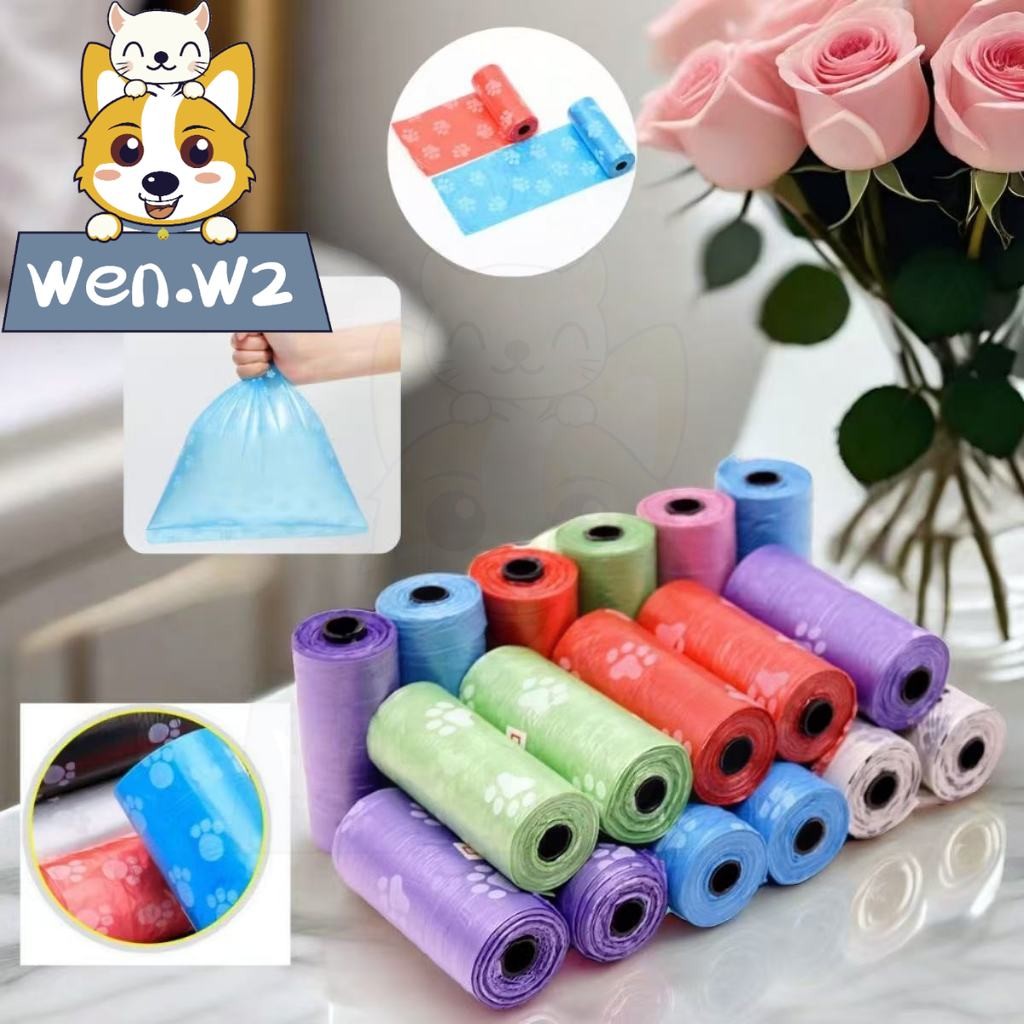 wen.W2ถุงเก็บอึหมา แมว มูลสุนัขแมว สัตว์เลี้ยง คละสี 1 ม้วน TB-1Pcs