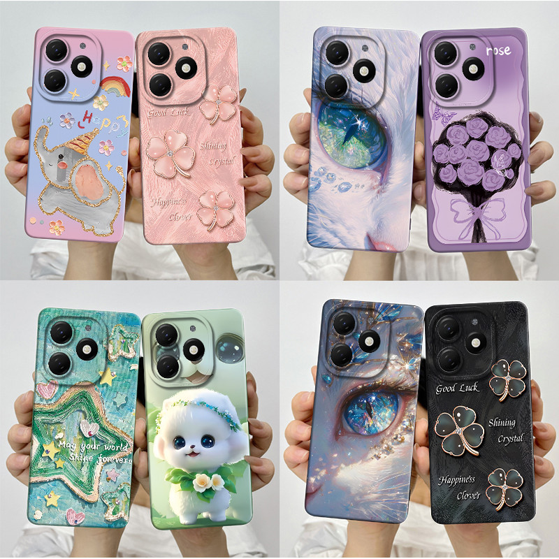 Tecno Spark Go 2024 กรณีความงามสวยผีเสื้อดอกไม้ซิลิโคนกันกระแทกนุ่ม TPU ฝาครอบกันชน Tecno SparkGo 2024 BG6 เคสโทรศัพท์