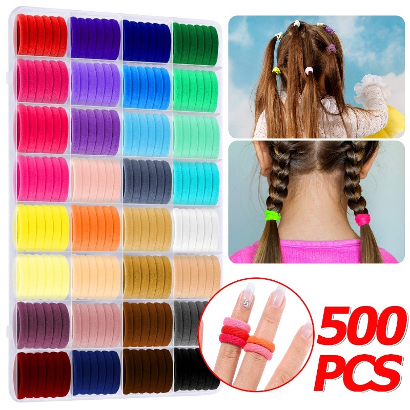 100-500PCS หญิงสาวที่มีสีสันไนลอนยืดหยุ่นผม - Scrunchie ยาง Band - เด็กแฟชั่นอุปกรณ์เสริมผม