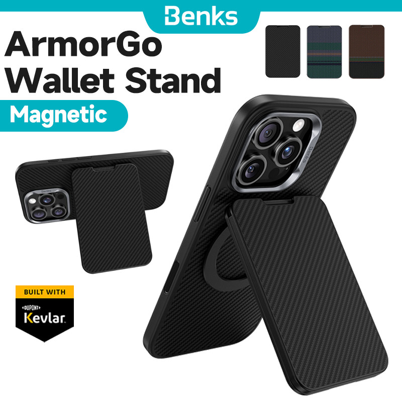 [Benks Official] Benks ArmorGo Magnetic Wallet Phone Stand ที่ใส่บัตรแบบพกพาในตัวด้วย Kevlar Aramid Fiber