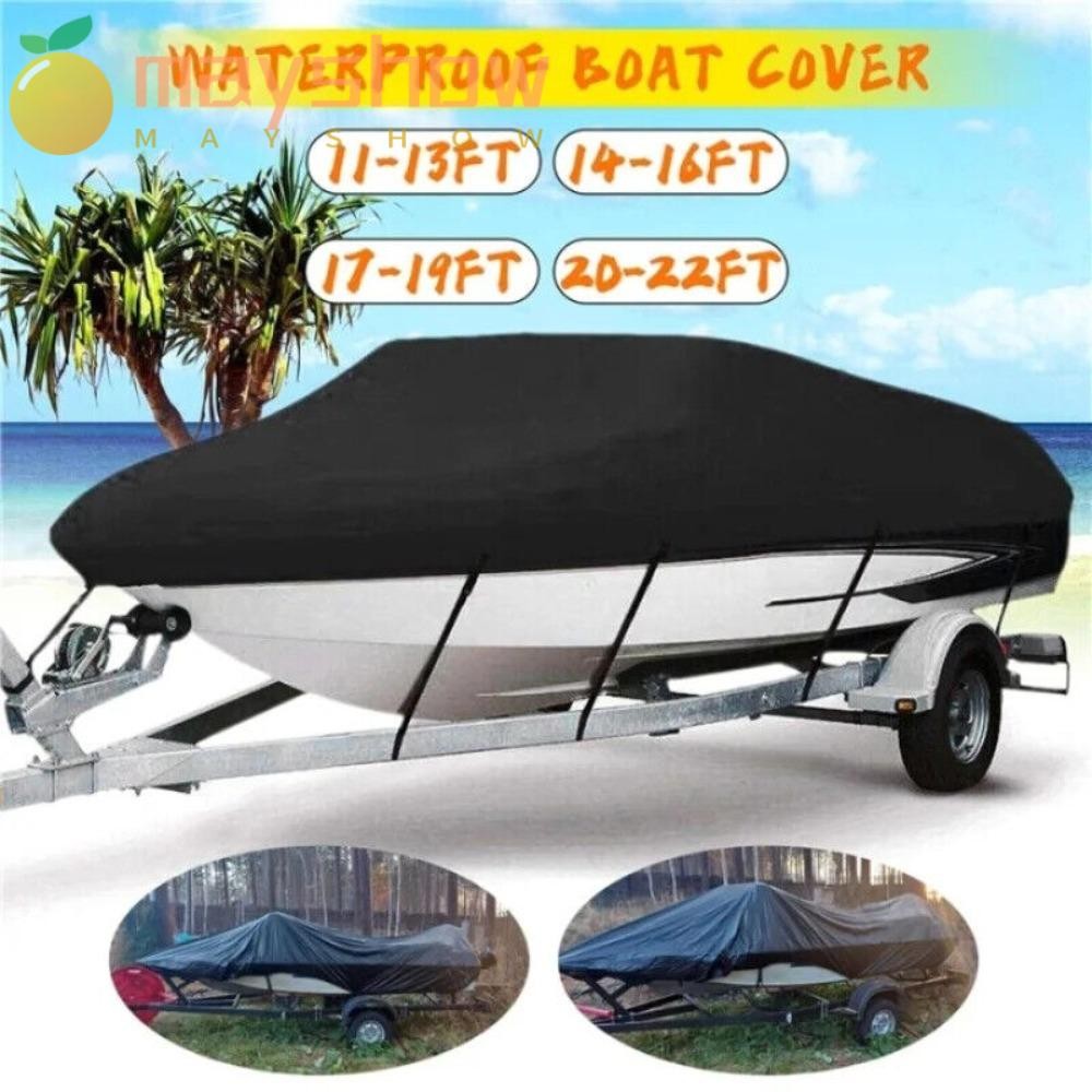 MAYSHOW สีดําเรือ, 210D Marine ผ้าใบ 11-22FT เรือยอชท์, กันน้ํา Anti-UV ฝุ่น V-รูปเรืออุปกรณ์เสริมกลางแจ้งป้องกัน