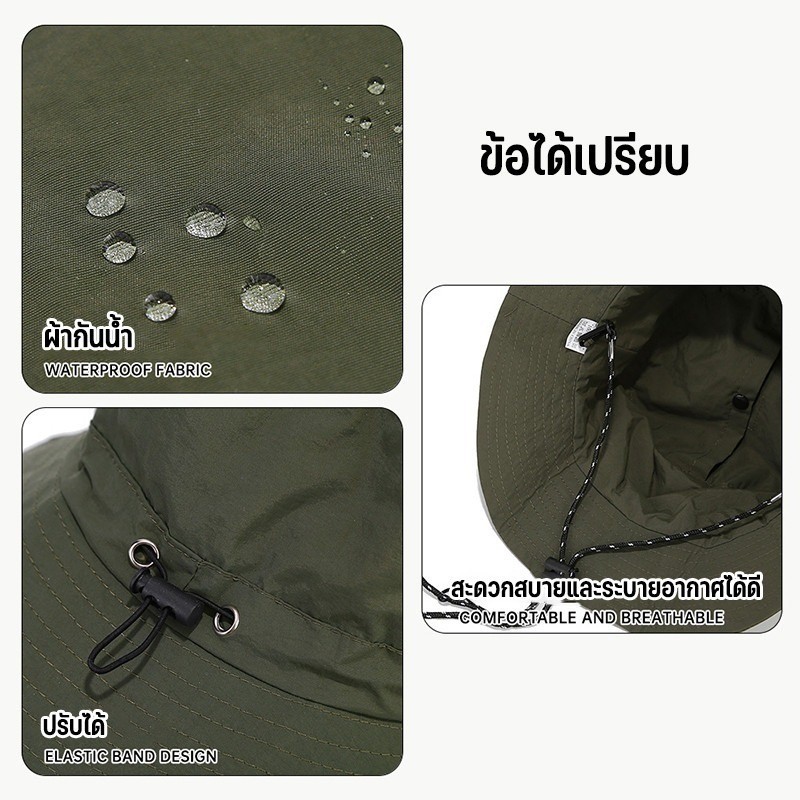 พร้อมแล้ว หมวกเดินป่า หมวกบักเก็ต กันแดด กันน้ํา มีสายคล้องคอ ป้องกันรังสียูวี เหมาะกับฤดูร้อน ราคา ถูกที่สุด ดีลบีเคเค แกลเลอรีภาพที่ 3