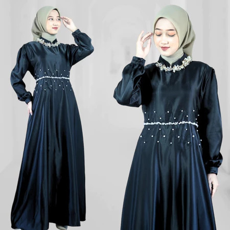 Brina Maxi ซาตินชุดผ้าไหมมุสลิมชุดเพื่อนเจ้าสาวเชิญร่วมสมัย Gamis สําหรับสาววัยรุ่น