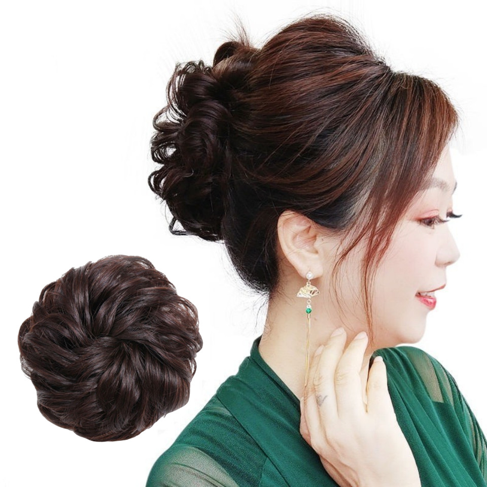 กวิกผมหัวบอล หัวดอกตูม ผมหยิก ยางรัดผม แหวนผม ถุงขนปุย ผมจําลอง ผมม้วนด้านบนของศีรษะ