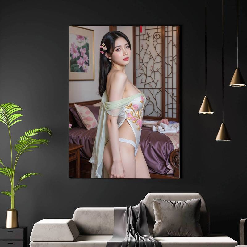 AI ทาสี Desert Bloom Muse ไม่มีกรอบ Arid Elegance Art Home Wall Decor โปสเตอร์ผ้าใบ