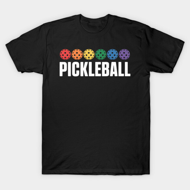 เสื้อยืด Vintage LGBT Flag Rainbow Pickleball Balls Gay Lesbian Paddle Colors T-Shirt แท้ Cotton