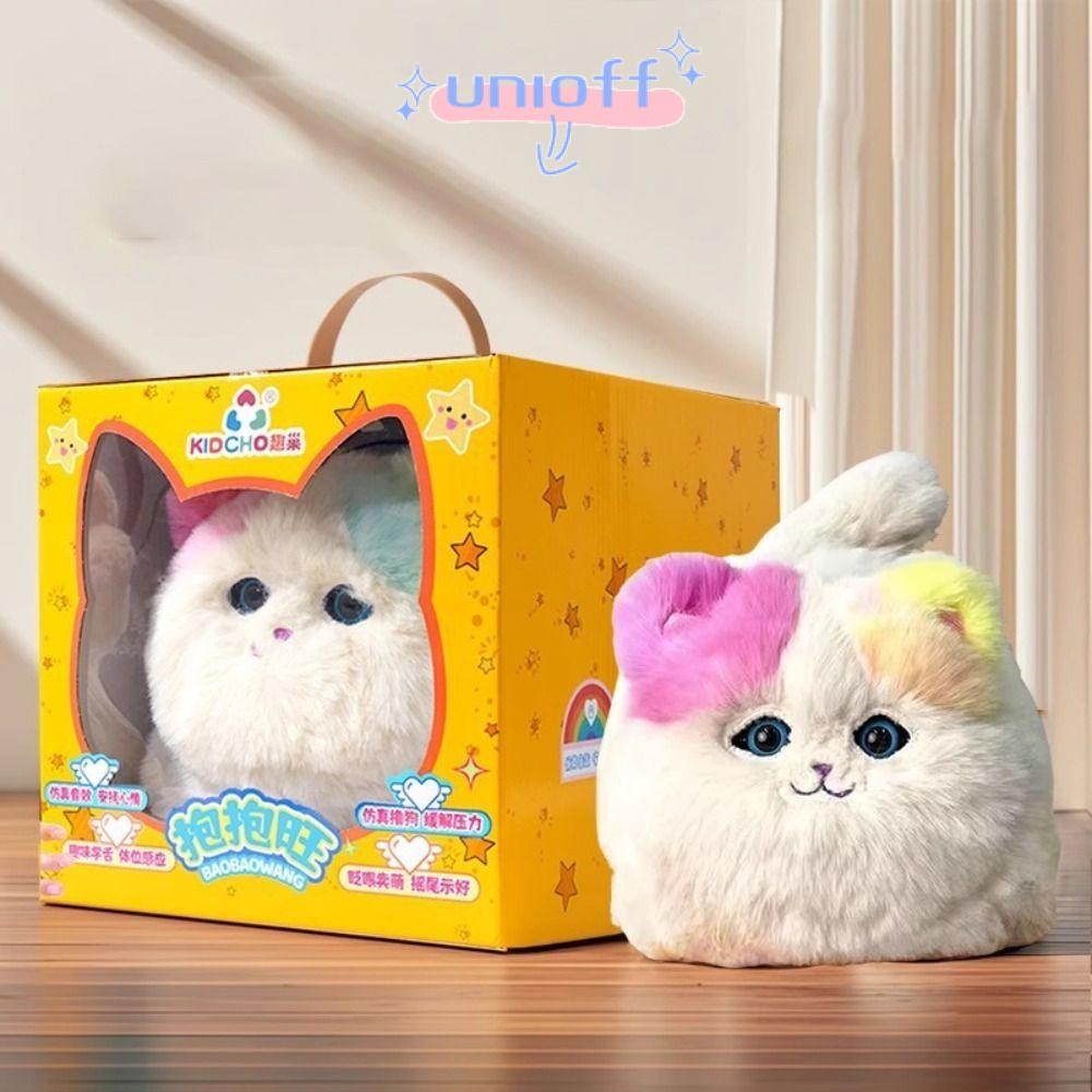 UNIOFF Interactive Huggy Cat, Interactive Function Plush ตุ๊กตาไฟฟ้าที่สมจริง,ไฟฟ้าออกแบบจําลองพูดคุ