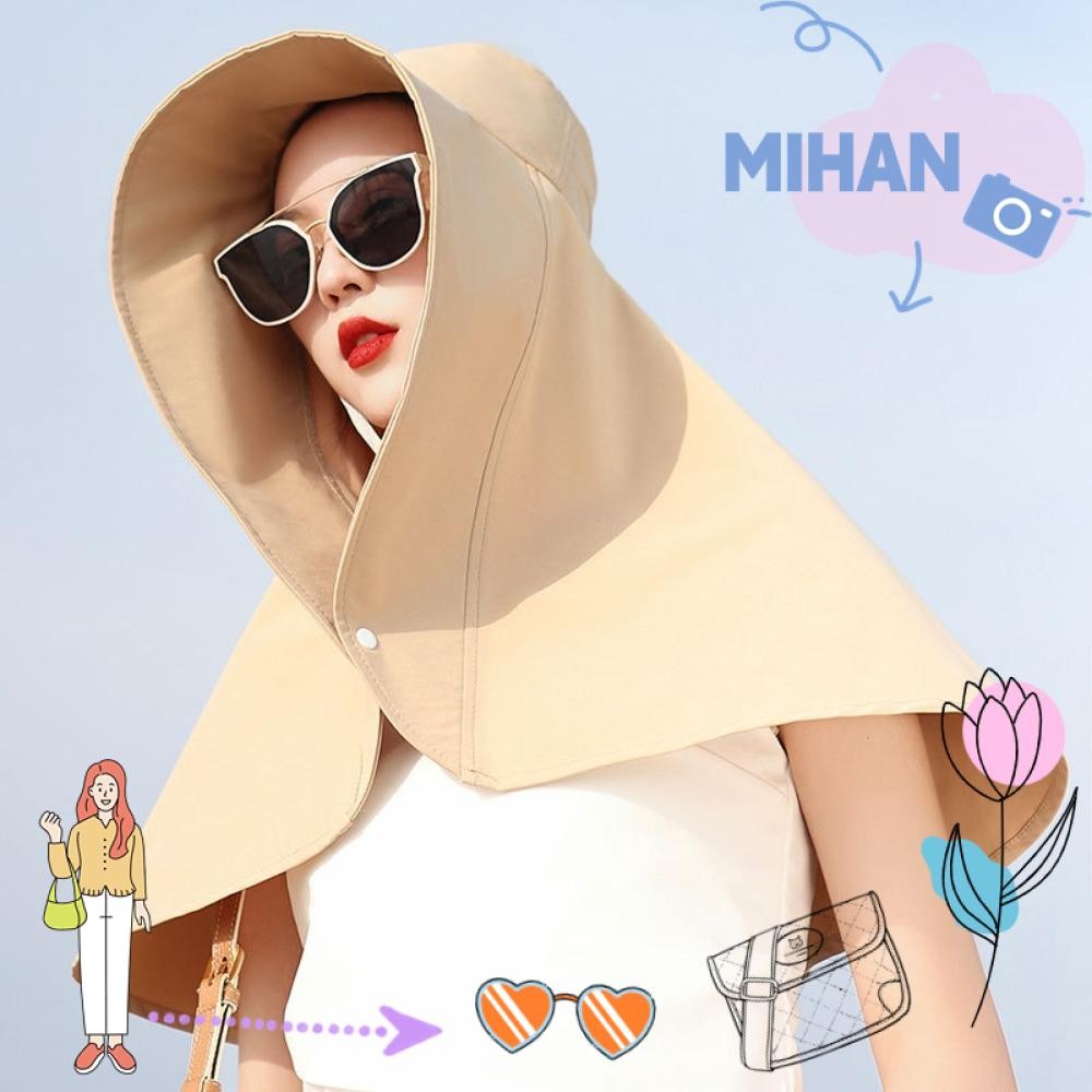 Mh หมวกชาวประมง, หมวกกันแดดผ้าคลุมไหล่ป้องกันคอป้องกันรังสียูวี, พร้อมปุ่ม Snap Large Brim Face-covering Bucket Hat Gift