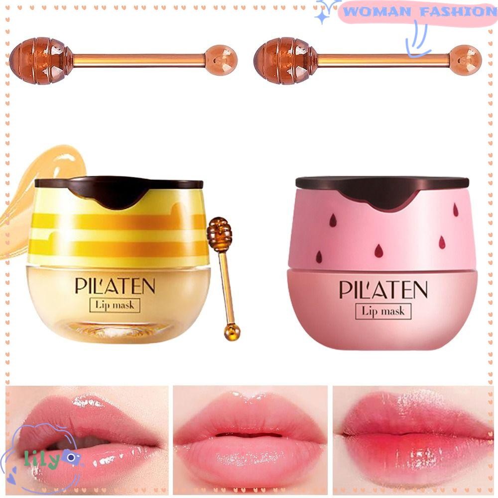 Lily Propolis Lip , Crack Proof with Brush Bee Balm Lip Honey Pot, 2023 Strawberry Honey Prevention Dry and Crack Moisturizing Lip Balm Women Beauty