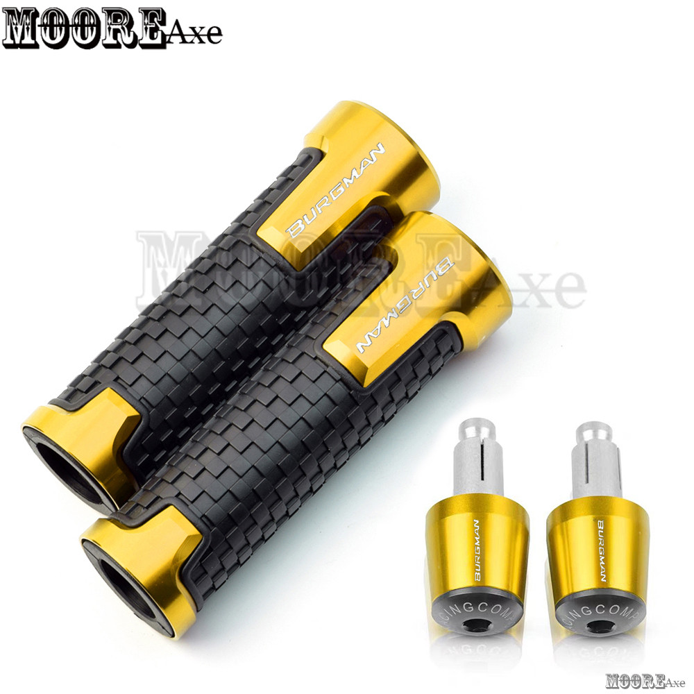Mooreaxe สําหรับ Suzuki Burgman AN200 AN250 AN400 AN650 Burgman AN 125 250 400 650 อุปกรณ์เสริมรถจักรยานยนต์ Handlebar Grips พร้อมปลาย CNC Alloy 7/8 บาร์ End Plug SBDTZ