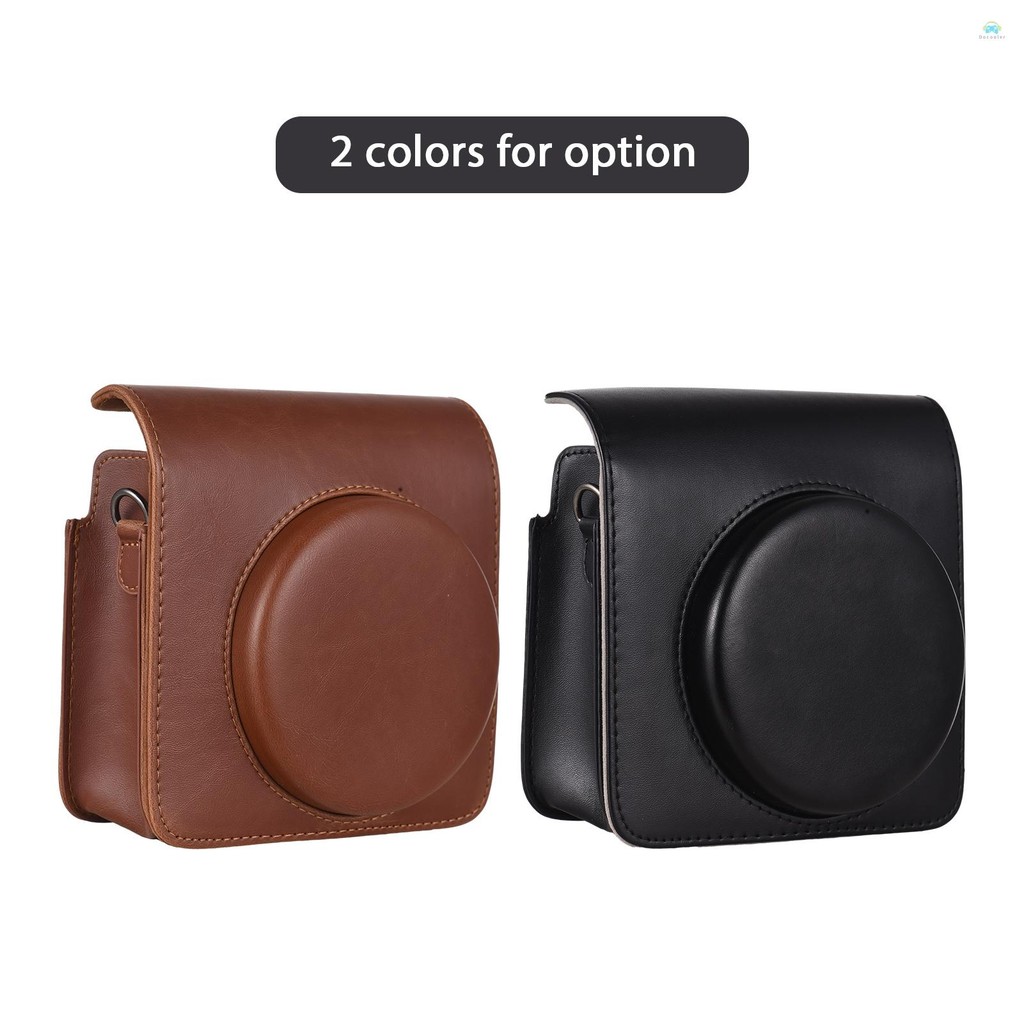 Yb2 เคสกล้อง Instant Camera Storage Case กระเป๋ากล้องหนัง PU หัวเข็มขัดแม่เหล็กพร้อมสายคล้องไหล่เข้ากันได้กับ Fujifilm Instax Square SQ40/ SQ1