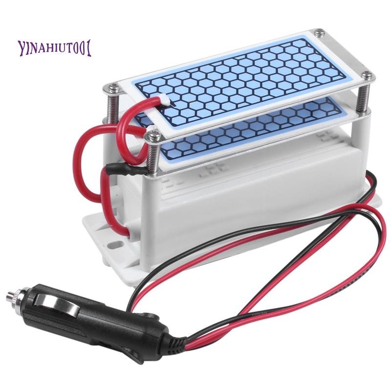 Yinahiut001Ozone Generator รถ 12V 10G แบบพกพาเซรามิคแผ่นเครื่องฟอกอากาศ Air ฆ่าเชื้อรถโอโซน Air Clea