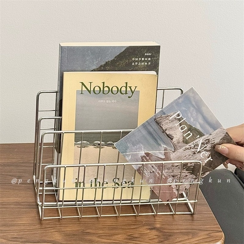 Ins สไตล์ Simple Iron Desktop Storage Magazine Organizer Student Bookstand Office File