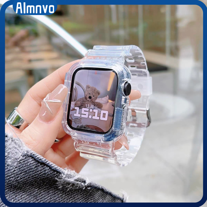 สายนาฬิกาข้อมือ แบบใส พร้อมเคส for Apple Watch Ultra 3 SE 3 Series 11 10 9 44 มม. 41 มม. 40 42 มม. 38 มม. iWatch 8 7 6 5